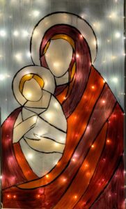 Maria en Kind op glas